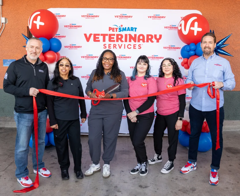 Vet team doing ribbon cutting