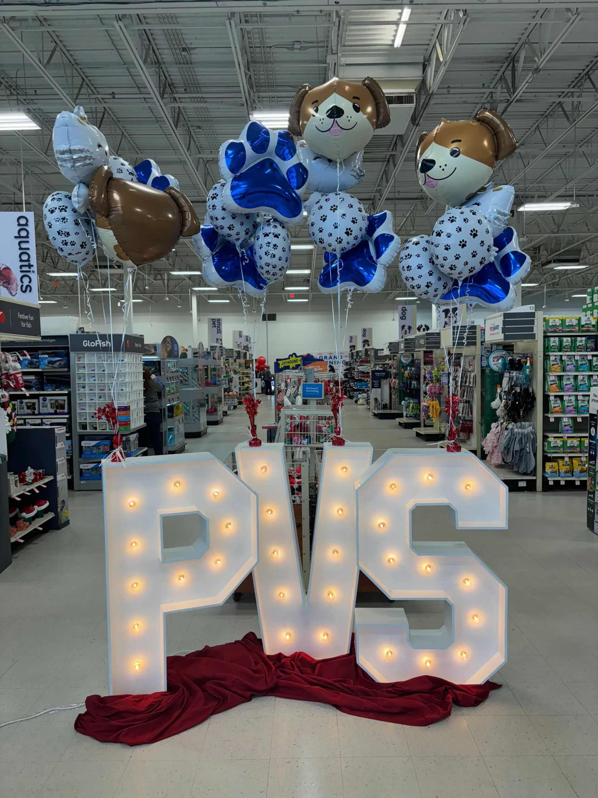 Light up PVS letters with balloons